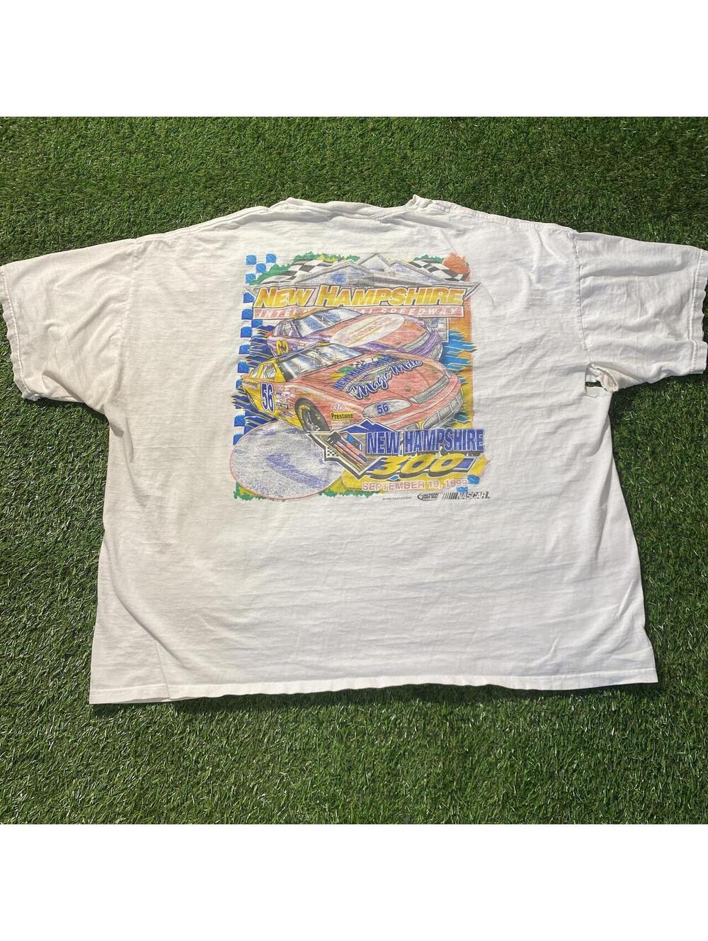 Vintage 90s NASCAR Distressed New Hampshire Motor Speedway white tee